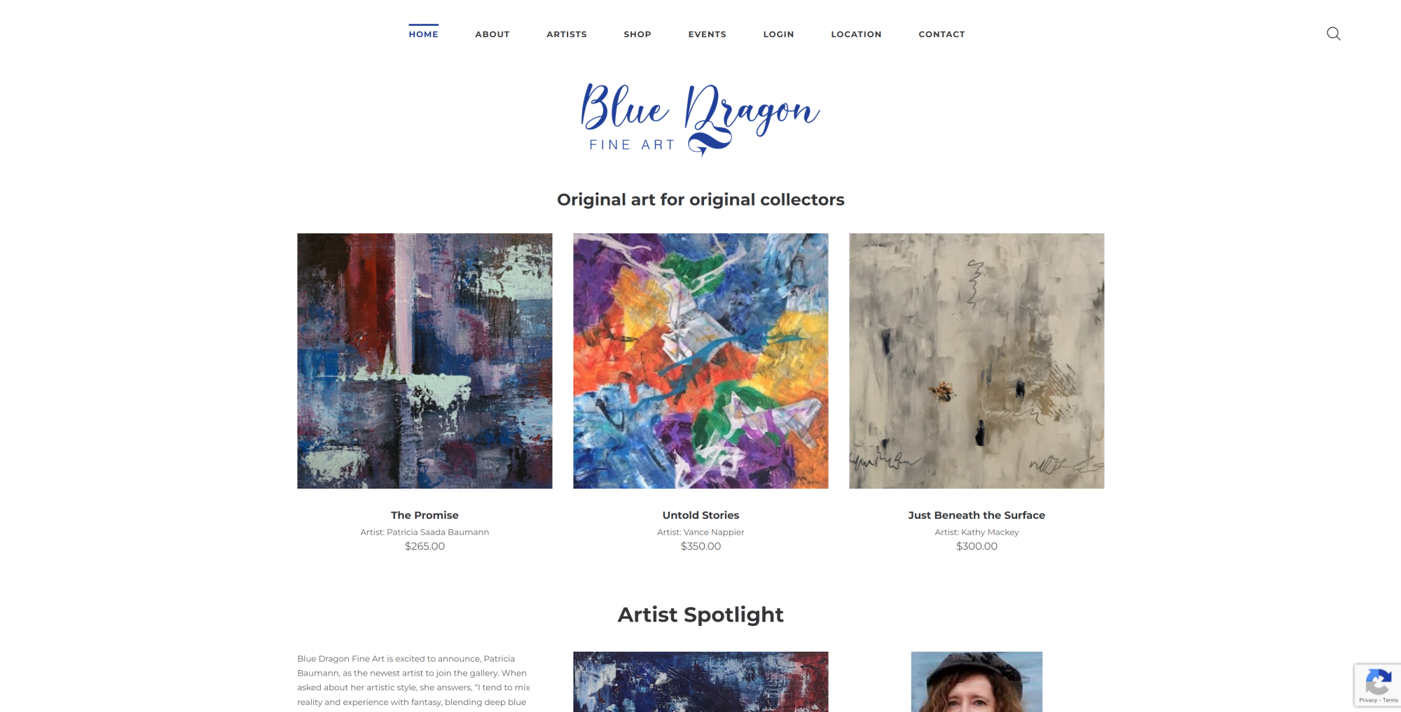 Blue Dragon Fine Art website Portfolio Image