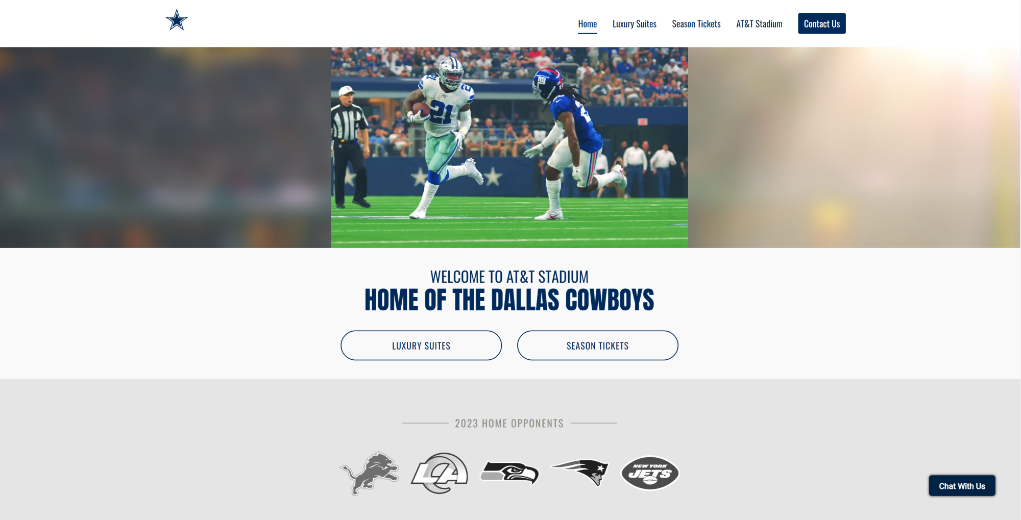 Dallas Cowboys Suites website Portfolio Image