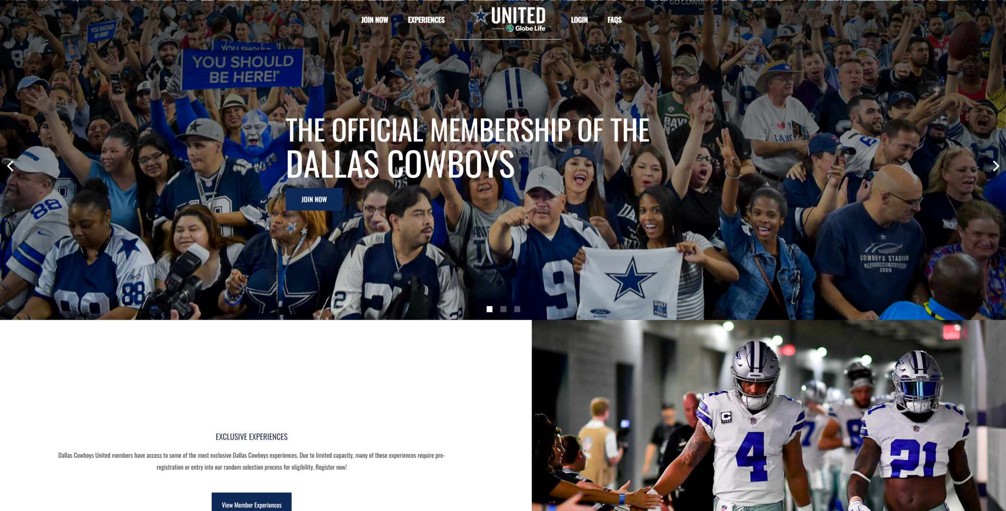 Dallas Cowboys United website Portfolio Image