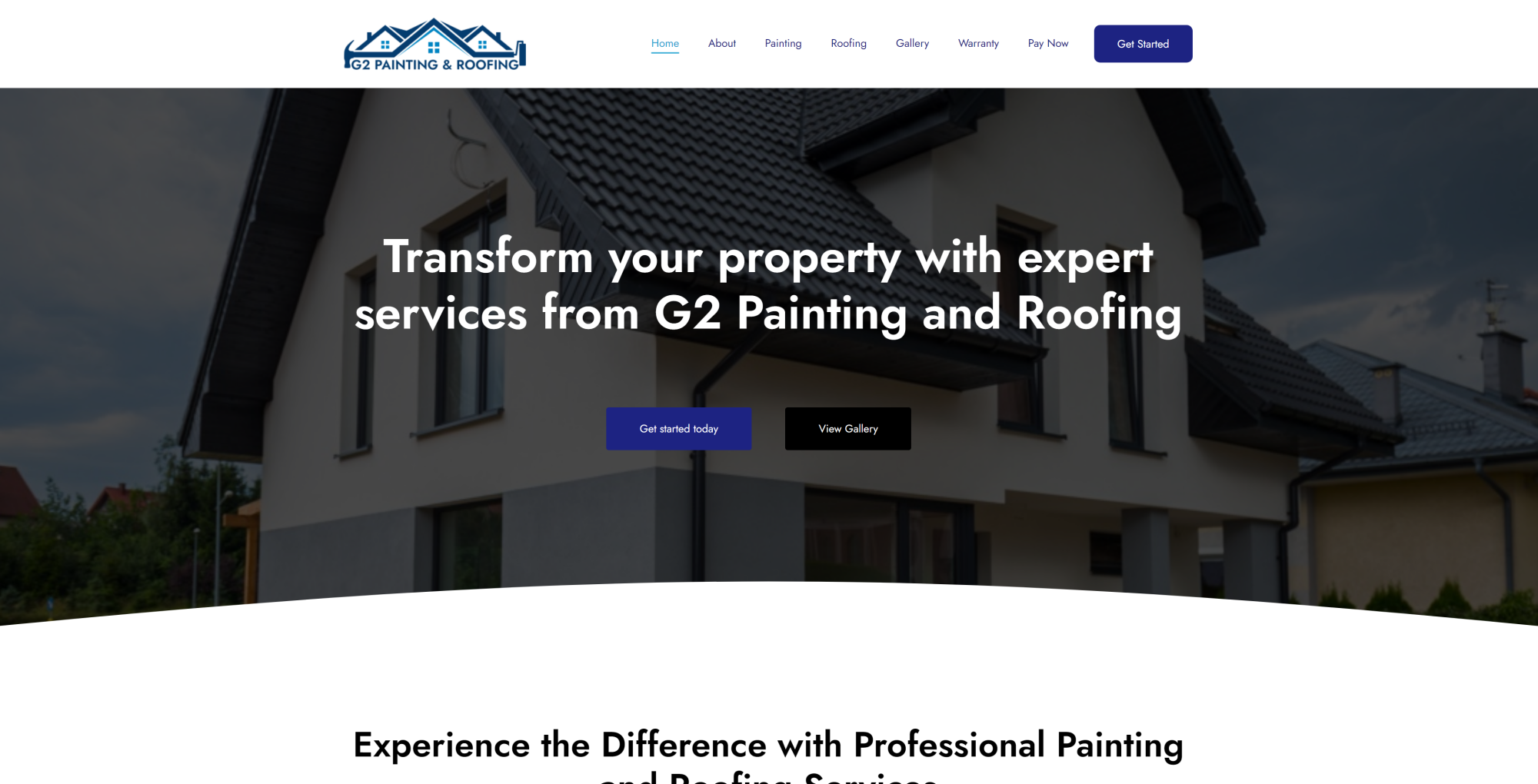 G2 Painting and Roofing website Portfolio Image