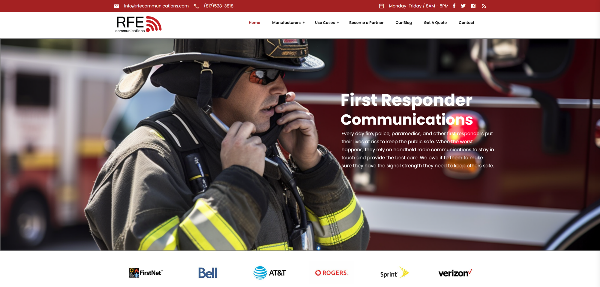 RFE Communications website Portfolio Image