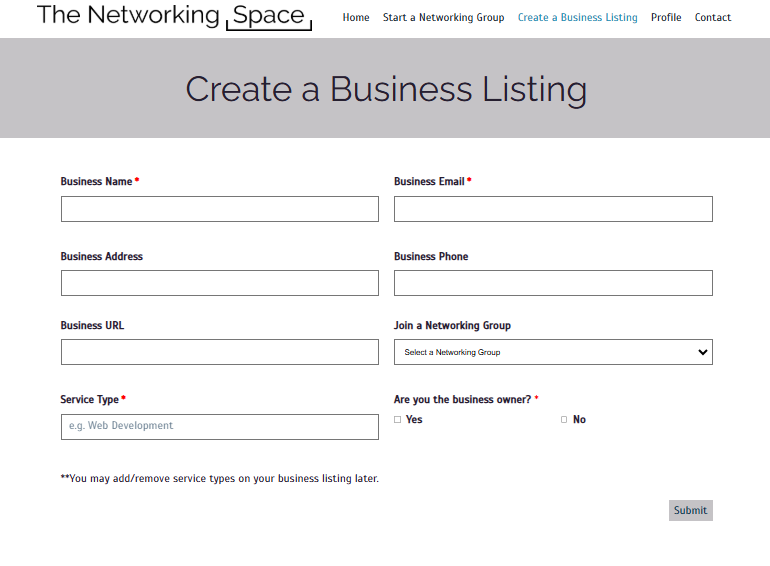 The Networking Space - Create Business Listing