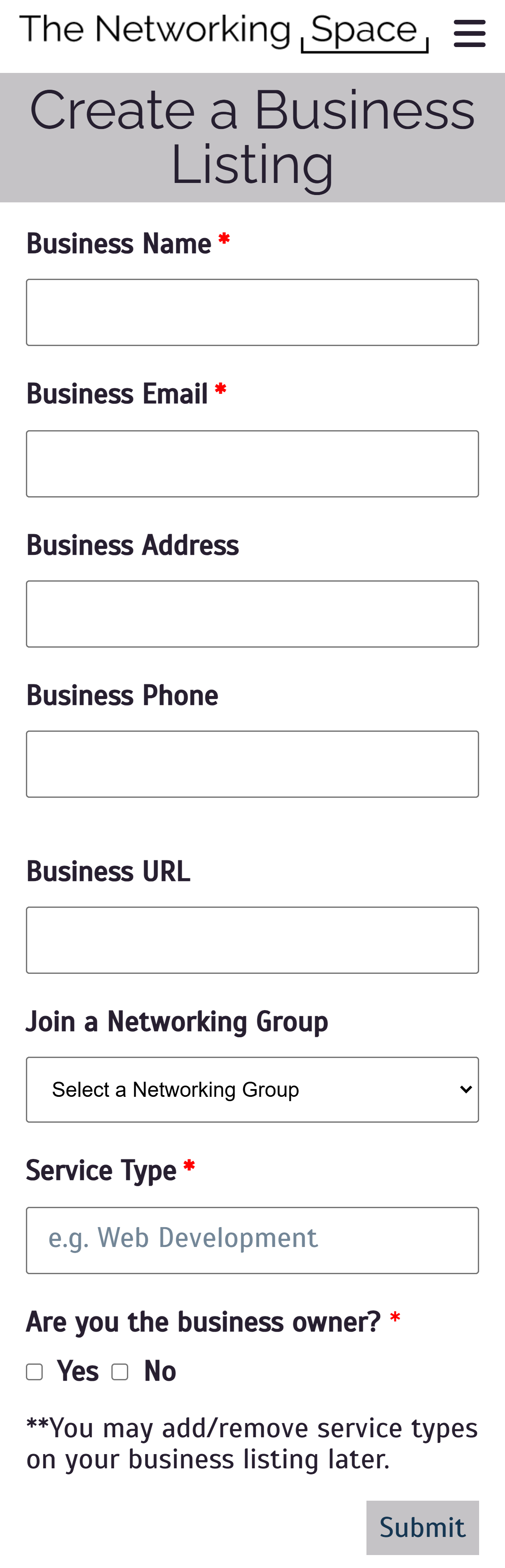 The Networking Space - Mobile Create Business Listing