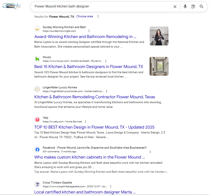 Google Search Results for Flower Mound kitchen and bath designer - Sunday Morning Kitchen and Bath