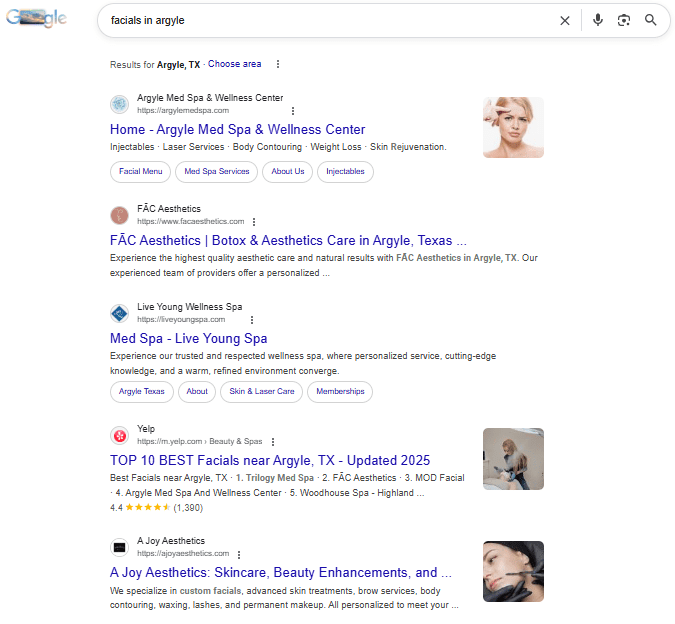Google Search Results for facials in argyle - A Joy Aesthetics