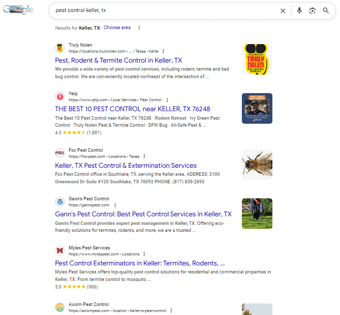 Google Search Results for pest control keller, tx - Gann's Pest Control