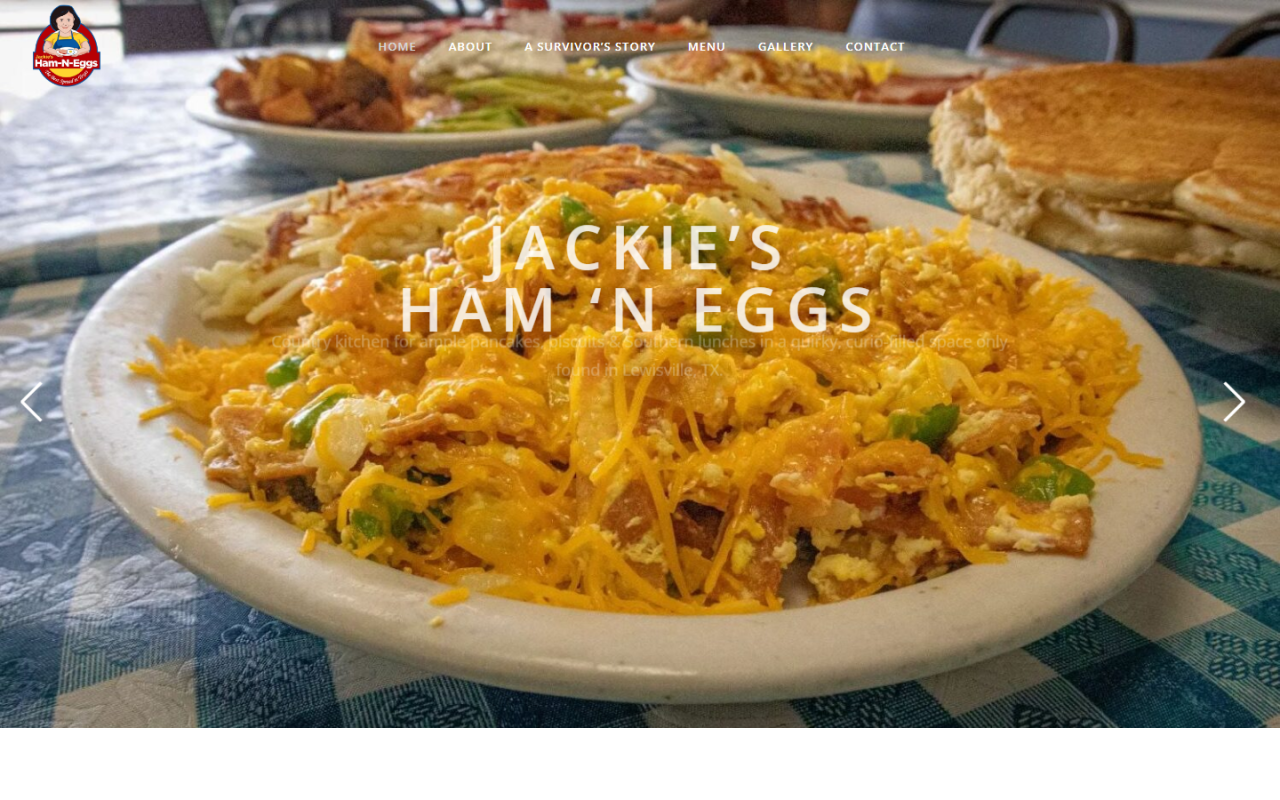 Jackie's Ham-N-Eggs website menu and hero