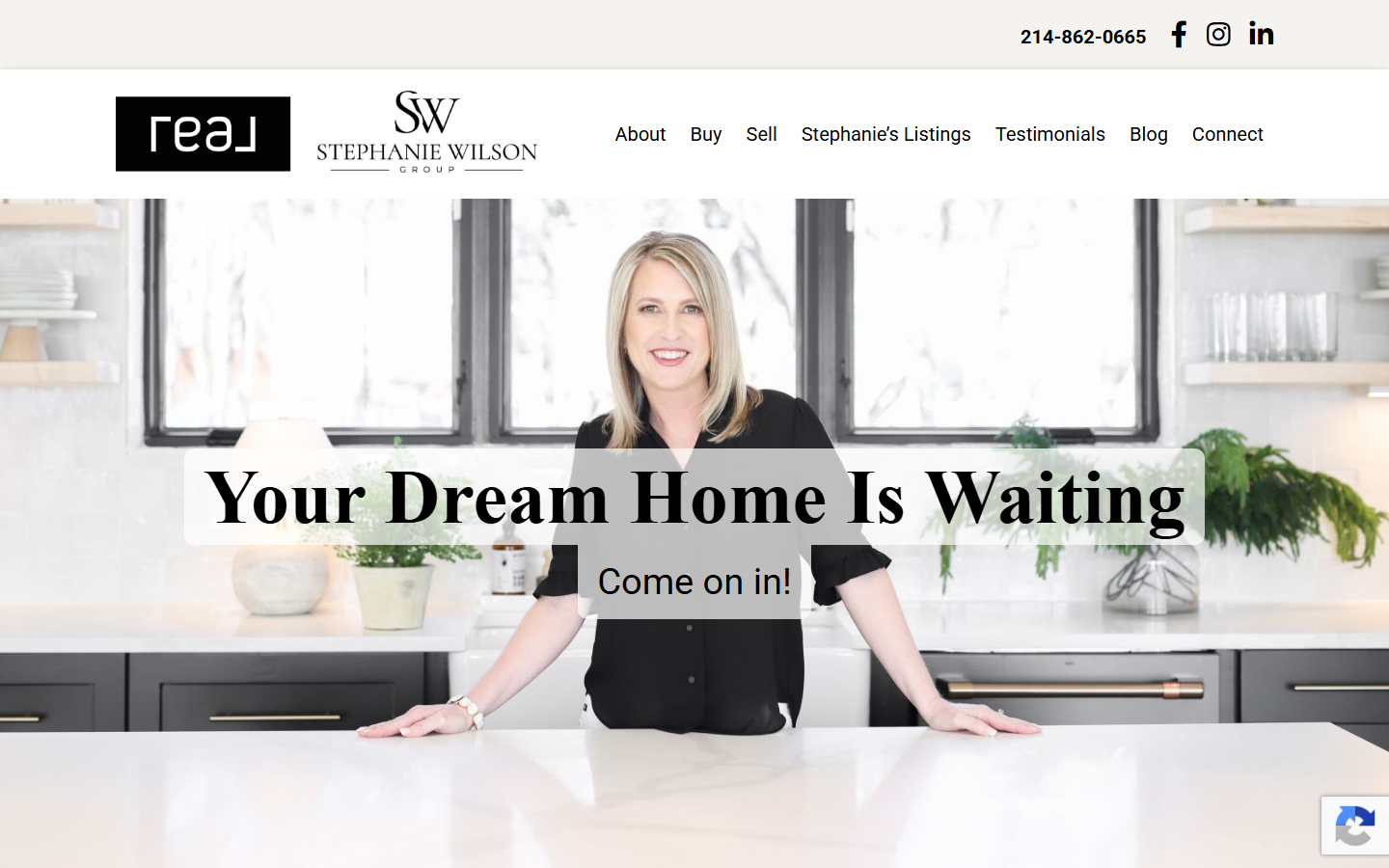 Stephanie Wilson Realtor website menu and hero