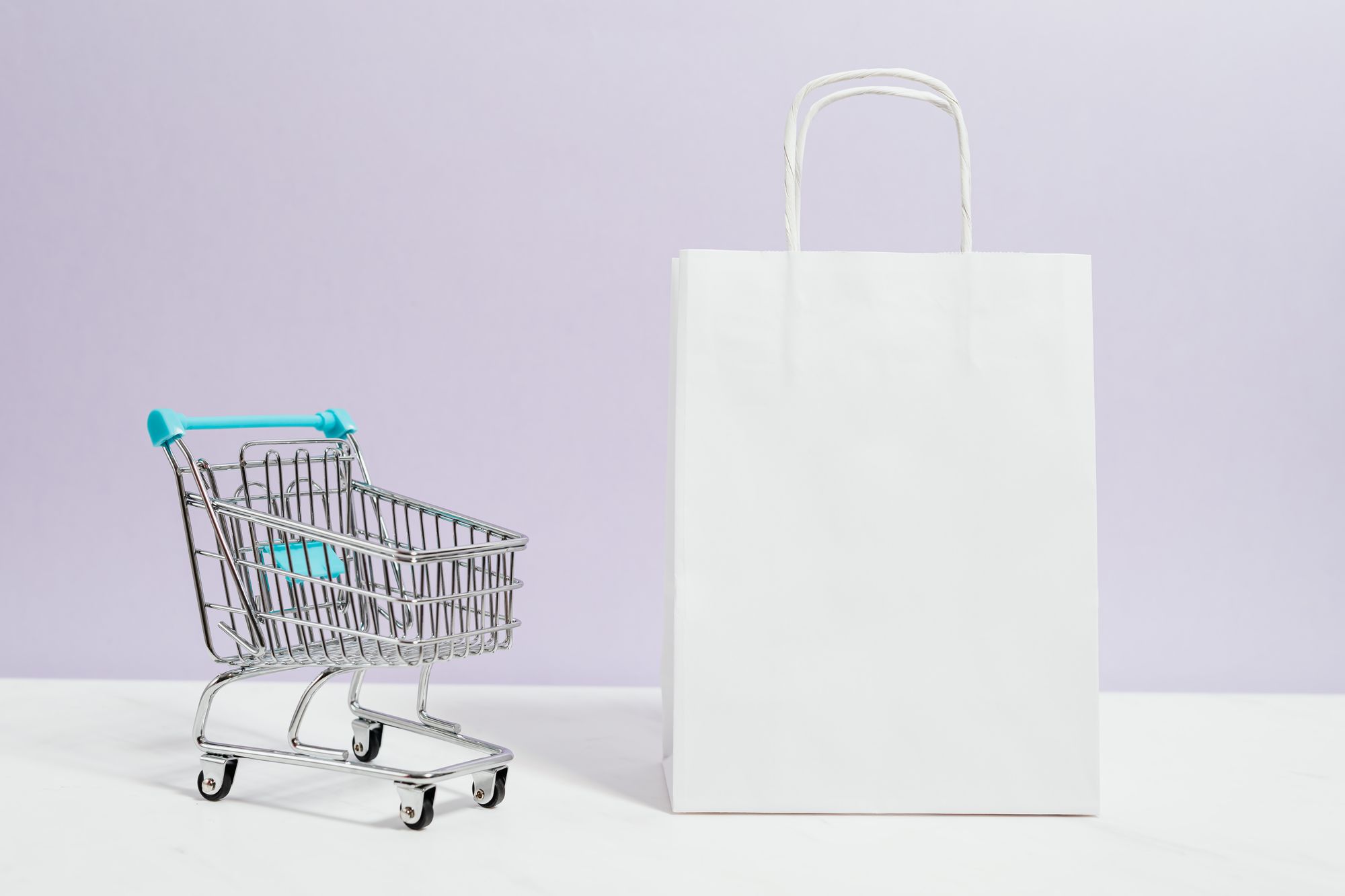 Shopping bag and a small cart